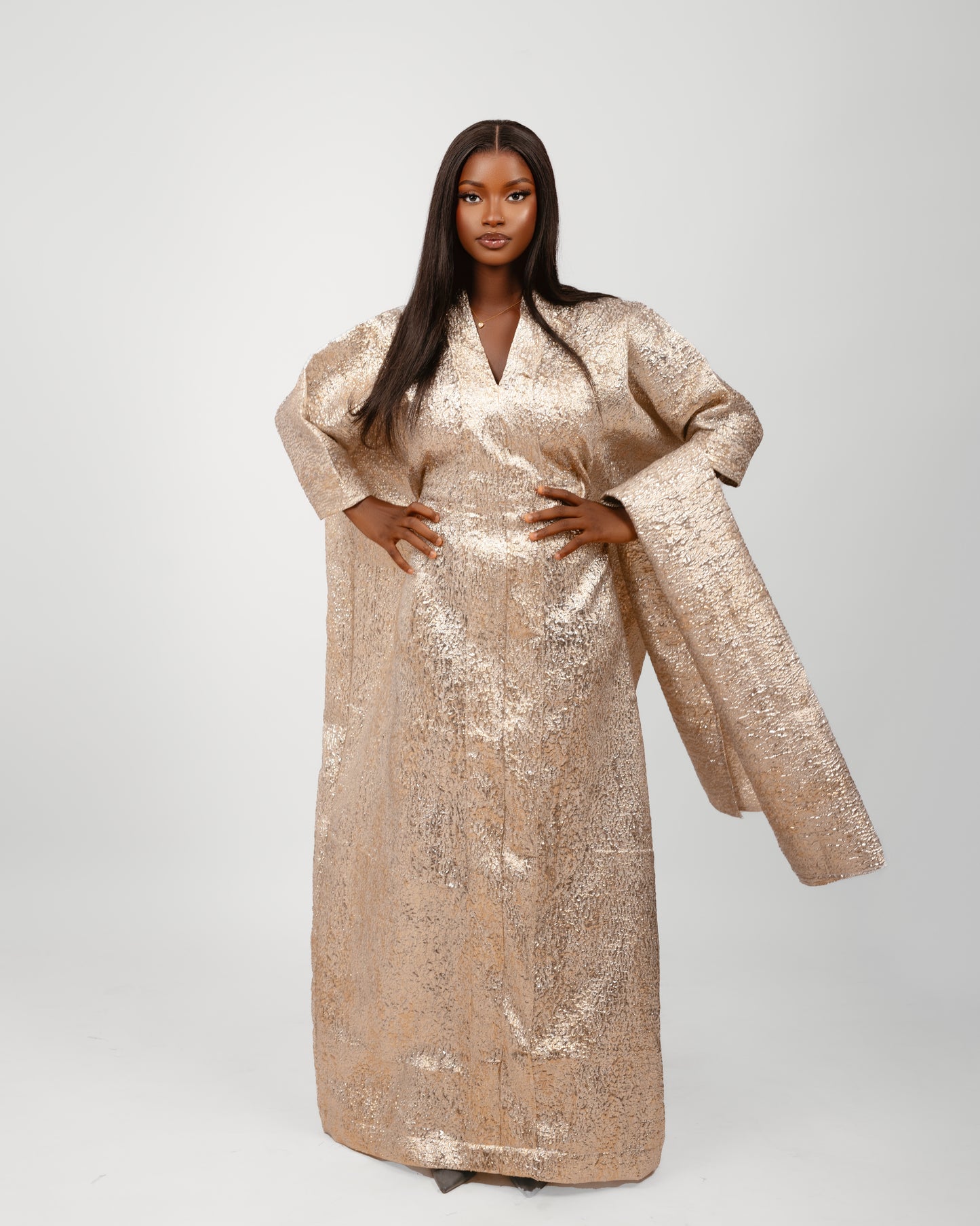 BROCADE DRESS METALLIC GOLD (PRE-ORDER)